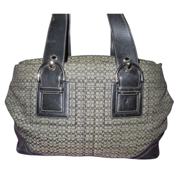 Coach Y2K Soho Black & Gray Jacquard Signature Satchel Tote Bag
