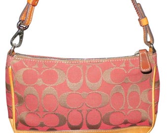Coach Y2K Hampton Red Canvas & Tan Leather Signature