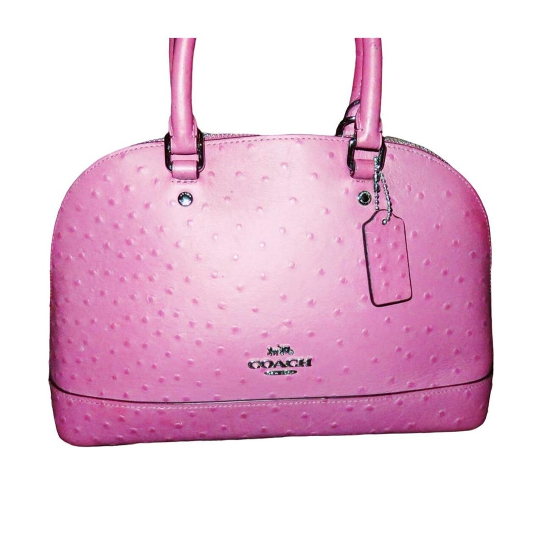 希少✨COACH クロップドパンツ＆キュロット ラムレザー ピンク M 極美品 Coach Mini Dome Sierra Ostrich Embossed Leather Top Handle Satchel
