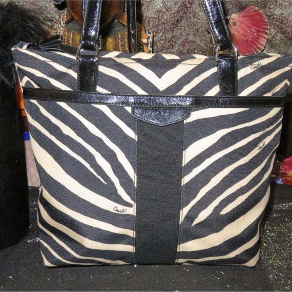 COACH Y2K Signature Zebra Stripe Animal Print Can… - image 1