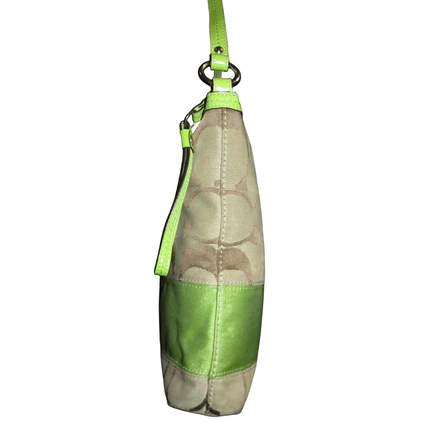 Coach 2009 Soho Signature C Jacquard Hobo Shoulder Bag Khaki Green 