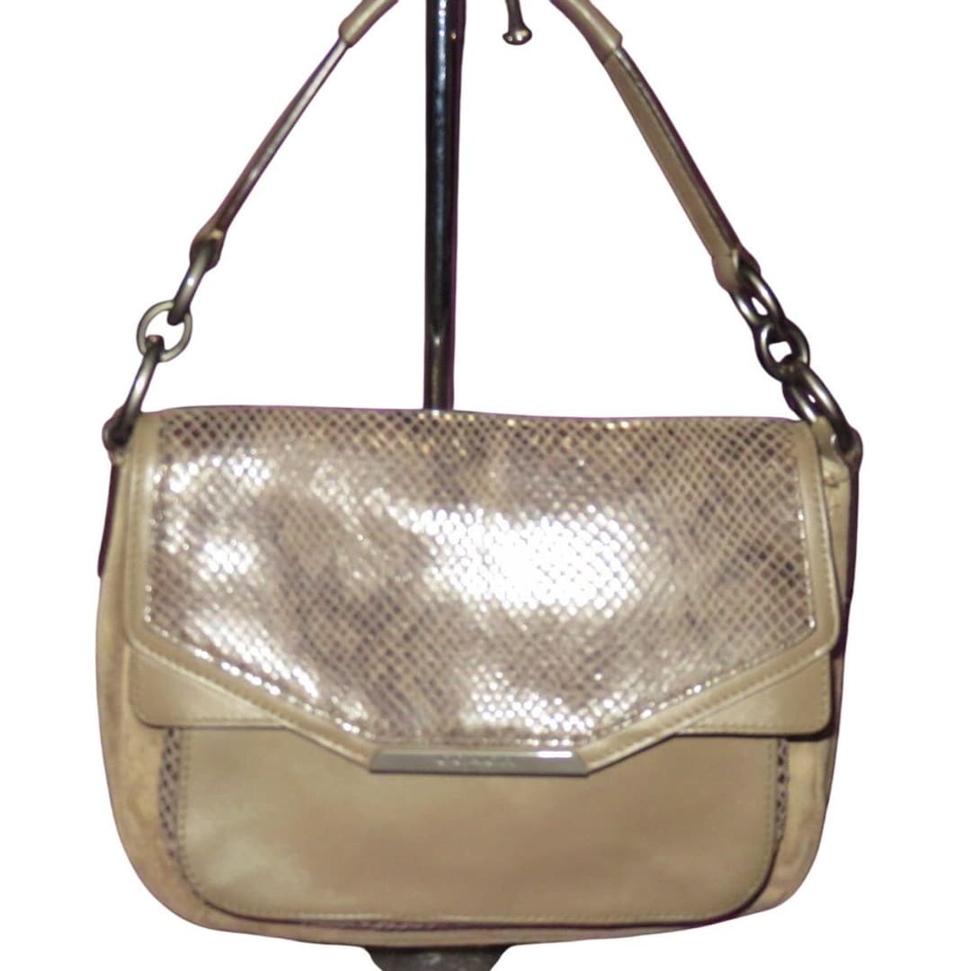 Python Positive Closure Tool Bag Coach Taylor Suede & Exotic Python Leather Flap Closure Crossbody Bag ...