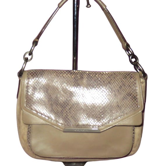 Coach Taylor Suede & Exotic Python Leather Flap C… - image 1