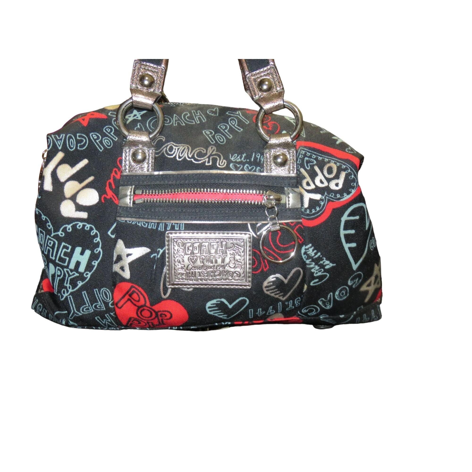 Coach Poppy Graffiti Sabrina Satchel Boston Bag & Mini Mouse Puff