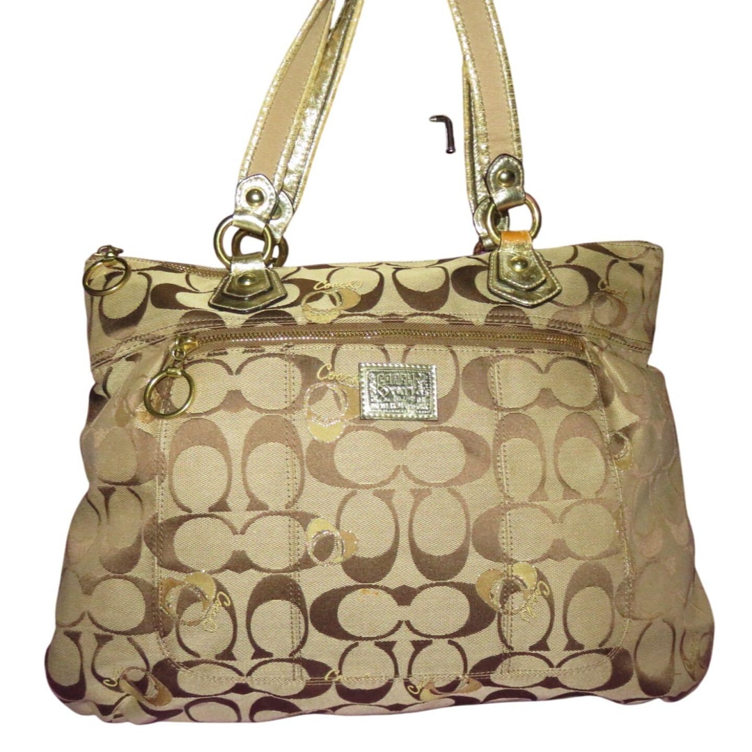Coach 2012 Poppy Signature Canvas & Leather Heart Glam Tote - Etsy