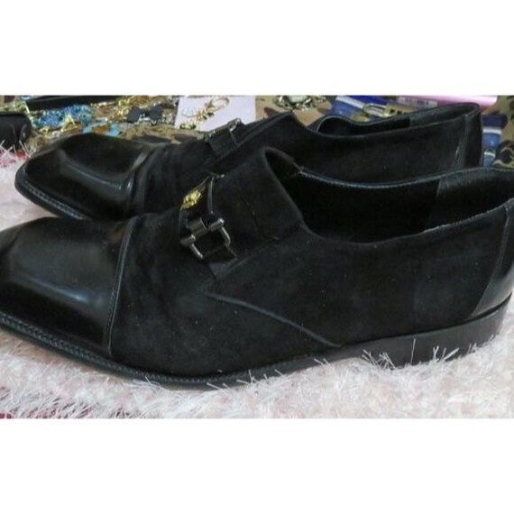 Versace Medusa Head Black Italian Leather & Suede Derby  display picture 3