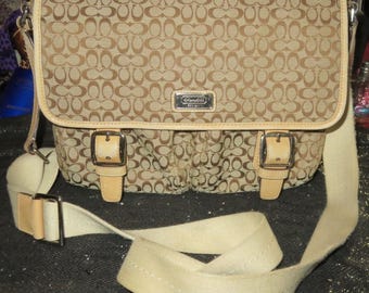 Coach Signature Jacquard & Leather Messenger Bag, Crossbody Satchel