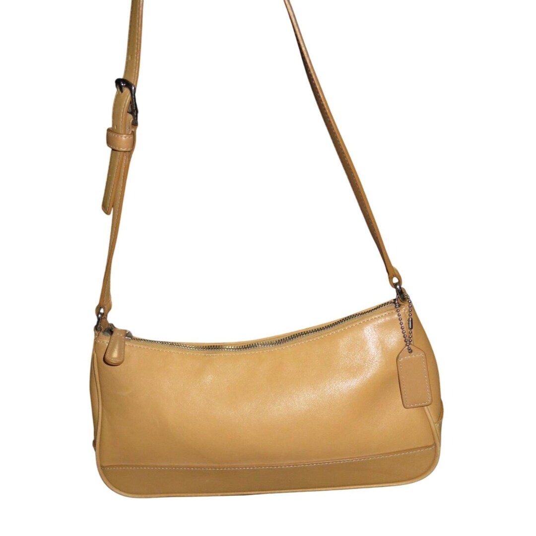 Coach Y2K Vintage Hampton Demi Tan Leather Baguette Pochette