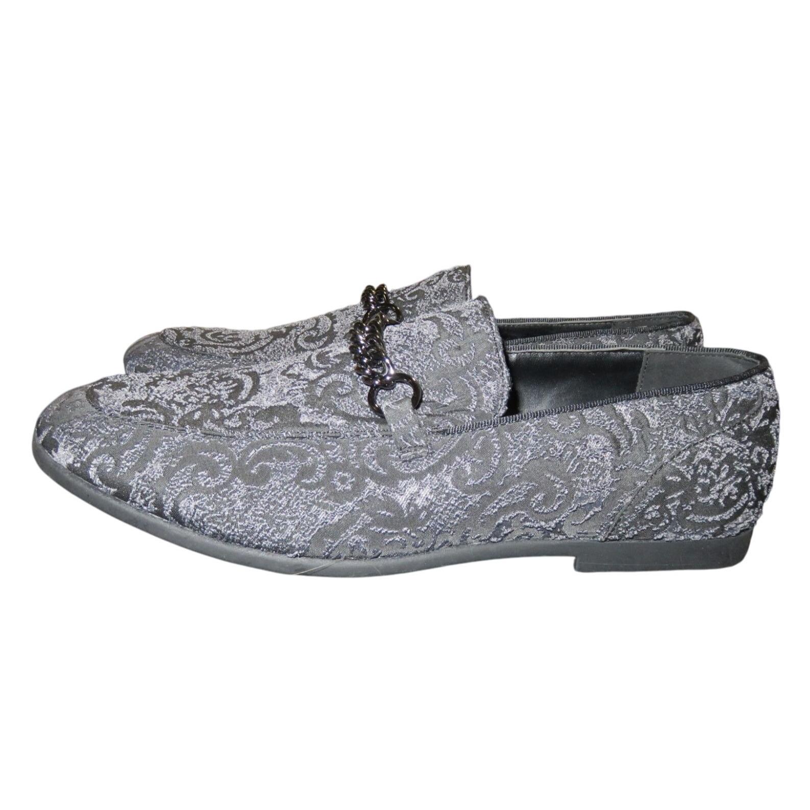  Jacquard Charcoal Velvet Chain Embellished Driving Loafers Moccasins size 9 ASOS Jacquard Charcoal Velvet Chain Embellished Driving  main image 2