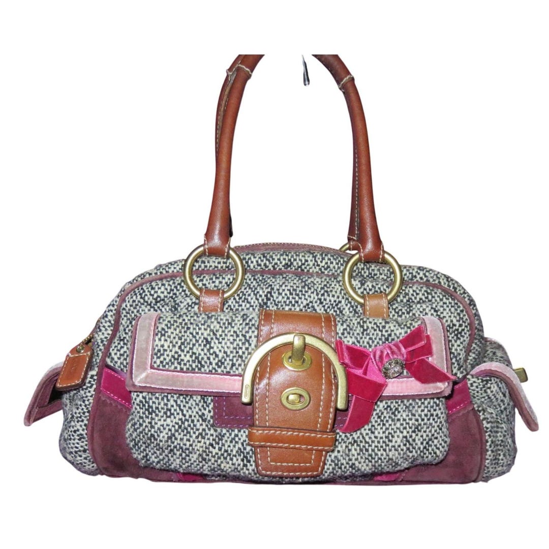 Coach 2005 Vintage Soho Tweed, Suede & Leather Mini Boston Bag