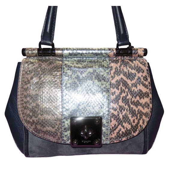 Coach Color block Exotic Python Glove tanned Leat… - image 1