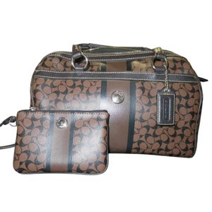 Coach Chelsea Heritage Brown and Black Coated Leather Boston Bag & wristlet