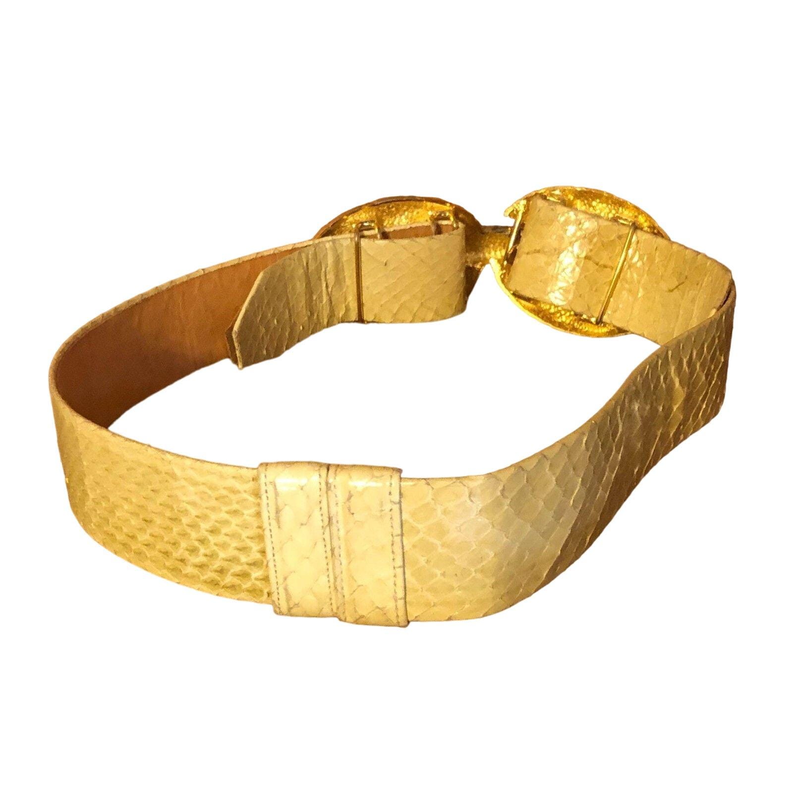 Alexis Kirk Vintage White Italian Snakeskin Leather Gold  display picture 2