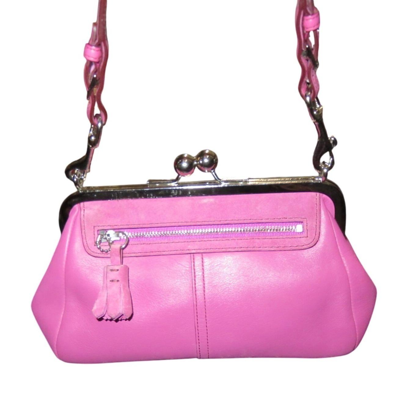 COACH 2004 Pink Mixed Suede & Leather Kisslock Frame Satchel