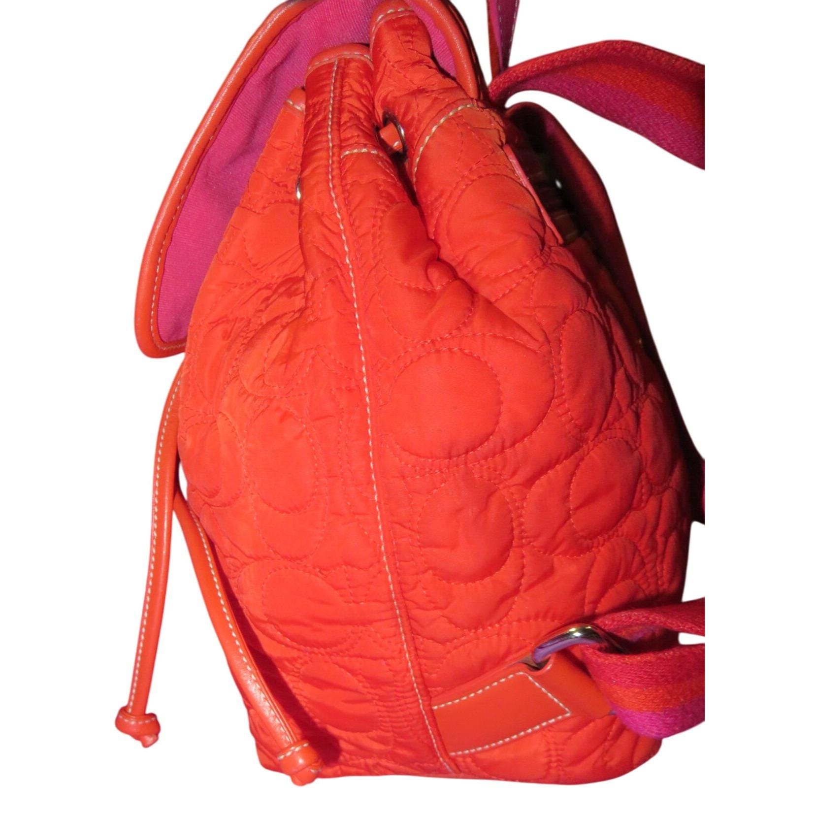 Coach Orange Leather Backpack | OS Regular Backpacks Signature Canvas Coach Orange Backpack Bag Coach Sprint  main image 3