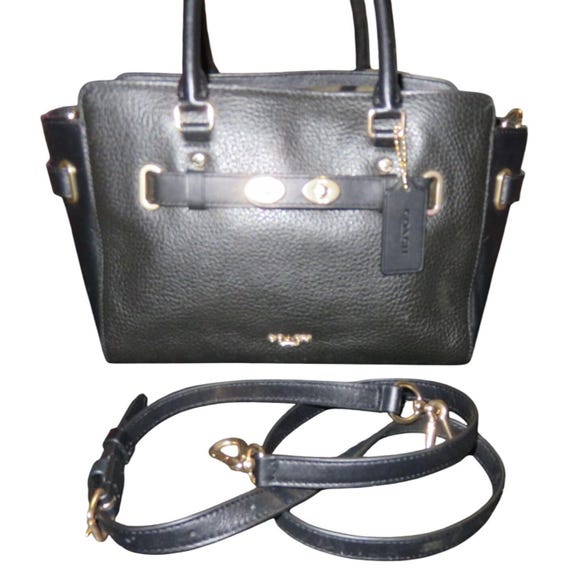 バッグ COACH Blake Carryall 25 Leather Bag COACH Blake Black Bubble Leather Satchel Carryall 25 Crossbody