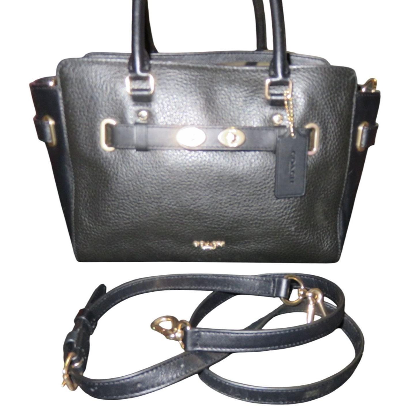 COACH Blake Black Bubble Leather Satchel Carryall 25 Crossbody