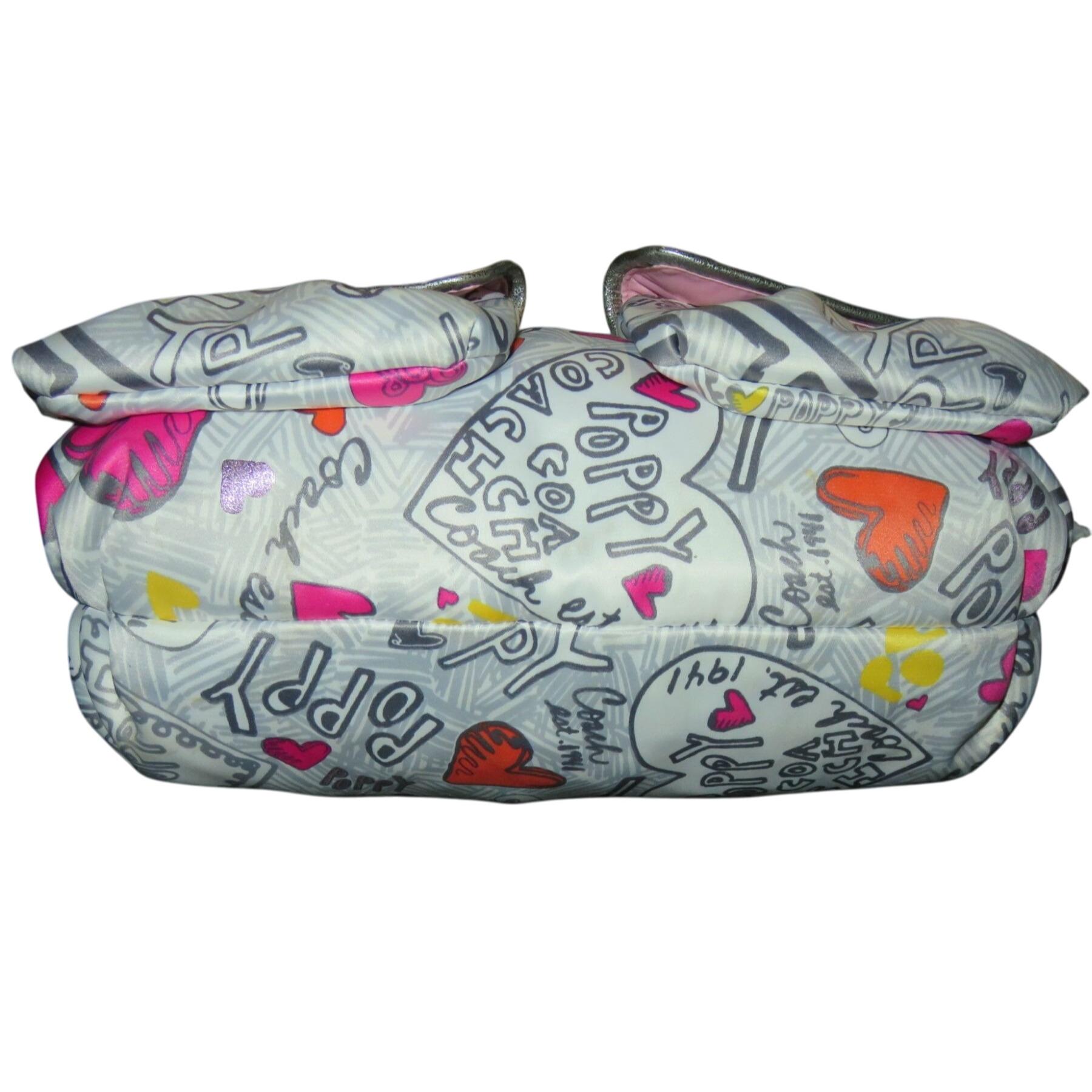 COACH Limited Edition Poppy Graffiti Double Flap Pocket Hobo Bag