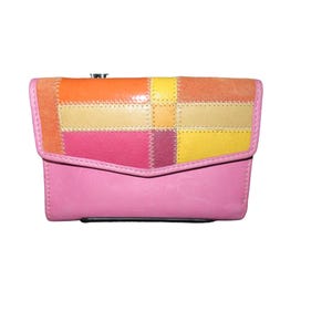 Carteira Fossil Vintage 90"s Mixed Suede & Leather Patchwork Tri-fold 4 X 6