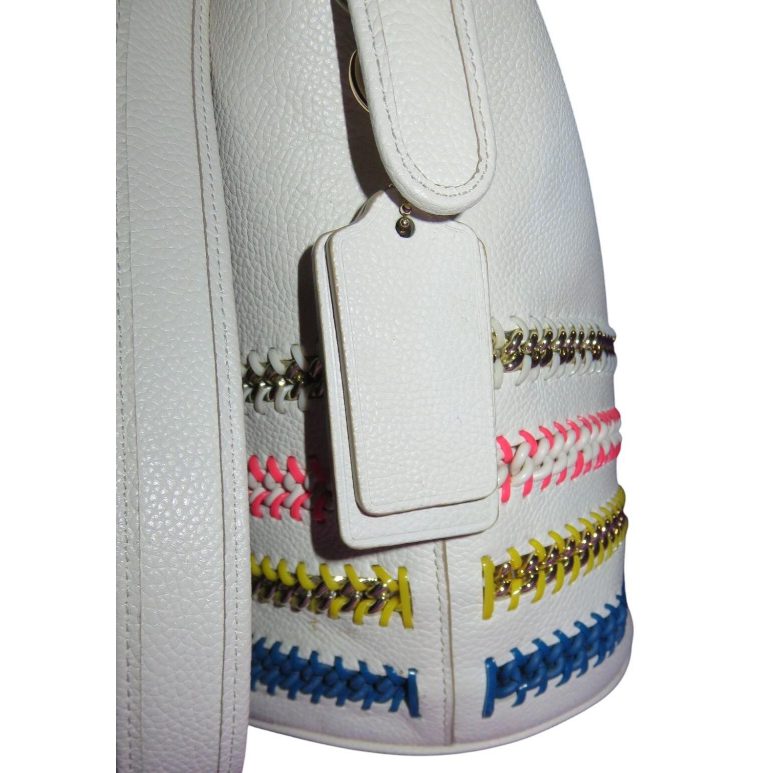 coachバッグ Coach Leather Chain Whiplash Whipstitch Crossbody Mini Duffle Bag