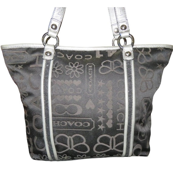 Coach Poppy Black & Silver Bandana Glitter Graffiti Butterfly