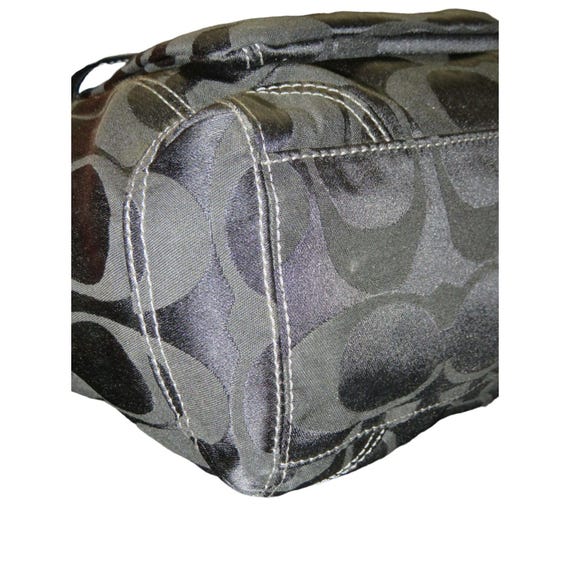 Coach Leah Black & Grey Signature C Jacquard Turn Lock Satchel