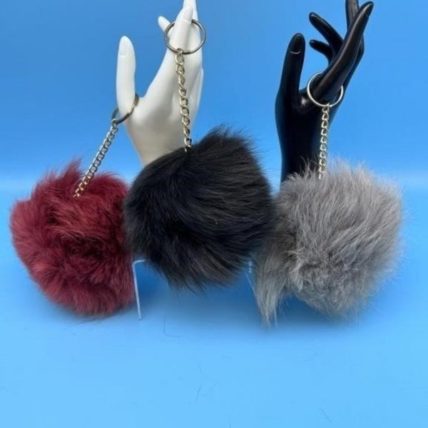 12 Colors Handmade and Dyed Genuine Fox Fur Pom-Pom Bag Charm & Keychain Pom Pom