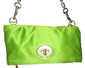 Coach Rare Amanda Satin Fold Over Clutch Flap Bag on Chain With