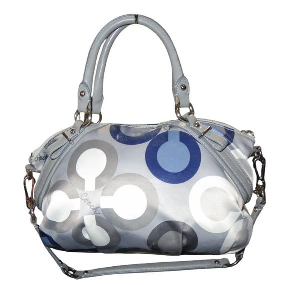 Coach Madison Clover Sophia Signature Logo Satchel Gray Sateen 