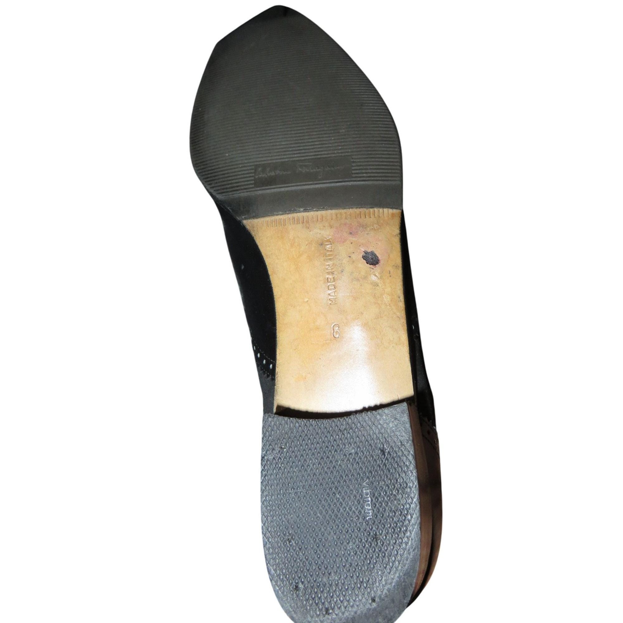 Salvatore Ferragamo Kiltie Black Italian Mixed Leather 
