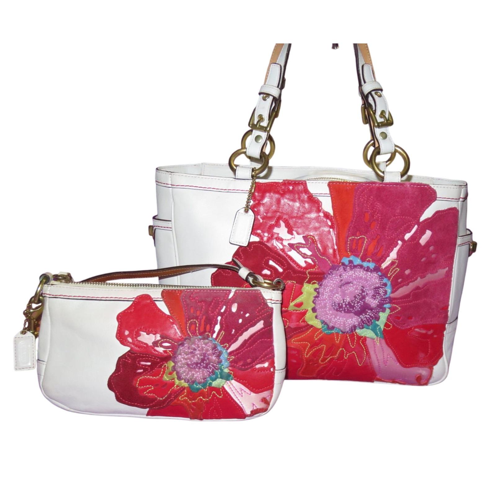 COACH 2005 Limited Edition Poppy Peace Floral Appliqué Leather 
