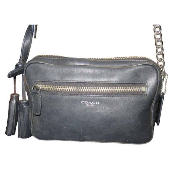 Coach Legacy Flight Black Leather Tassel Crossbody Shoulder Bag 