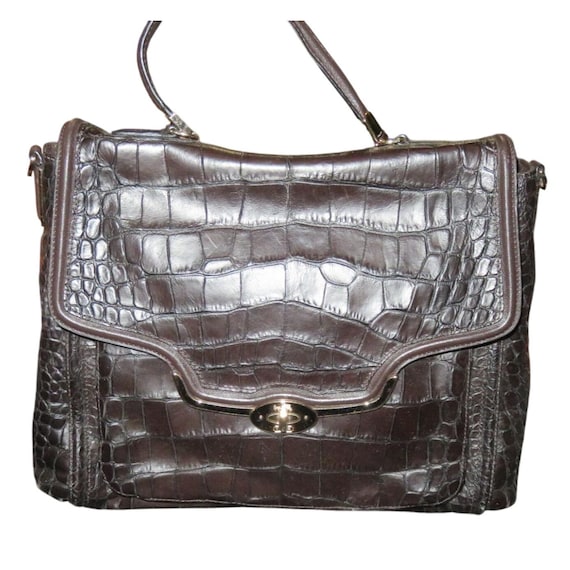 Coach Madison Croc Embossed Sadie Flap Satchel Crossbody F26335 - Etsy