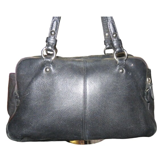 Coach Peyton Penelope Black Soft Pebbled Leather Turnlock Satchel