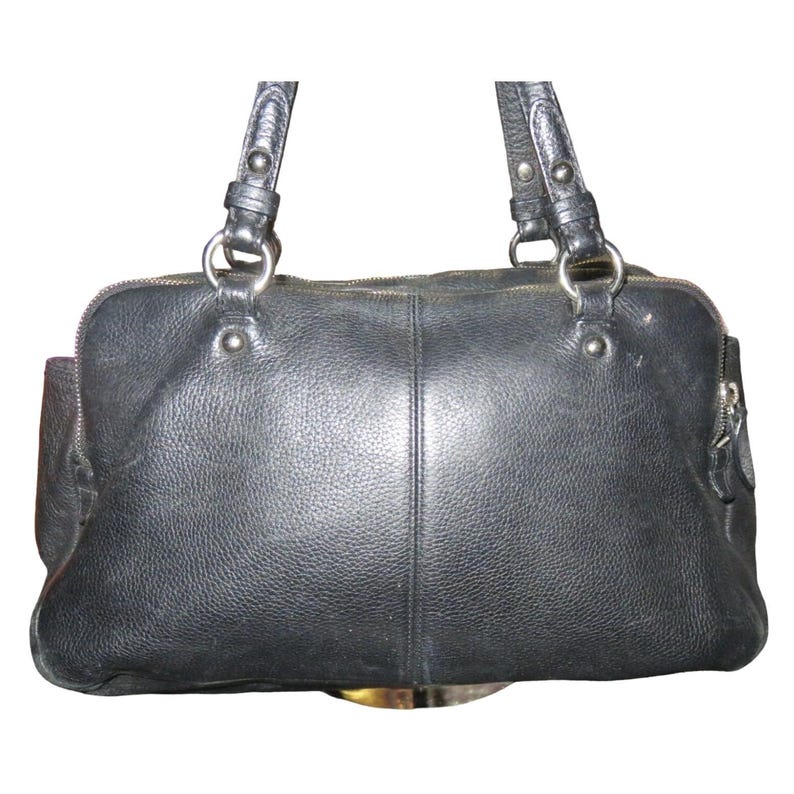 Coach Peyton Penelope Black Soft Pebbled Leather Turnlock Satchel Bag 16529 image 2