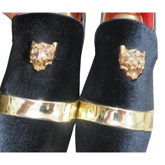 Santimon Velvet Tuxedo Lion Head Loafers Driving Shoes  display picture 1