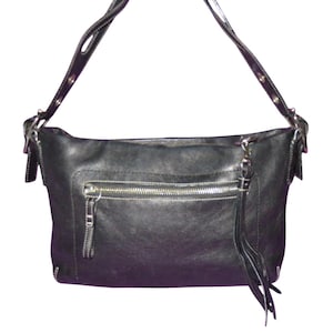 Coach Vintage Black Leather East West Legacy Tassel Hobo Shoulder Bag 1417