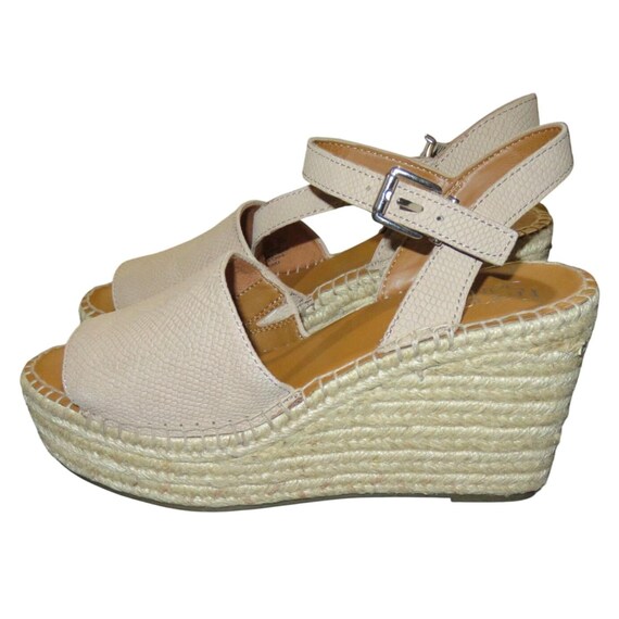 Franco Sarto Takara Tan Espadrille Leather Upper Platform Wedge