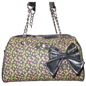 Betsey Johnson Betseyville Quilted Floral Embellished Mini Boston Bag Satchel