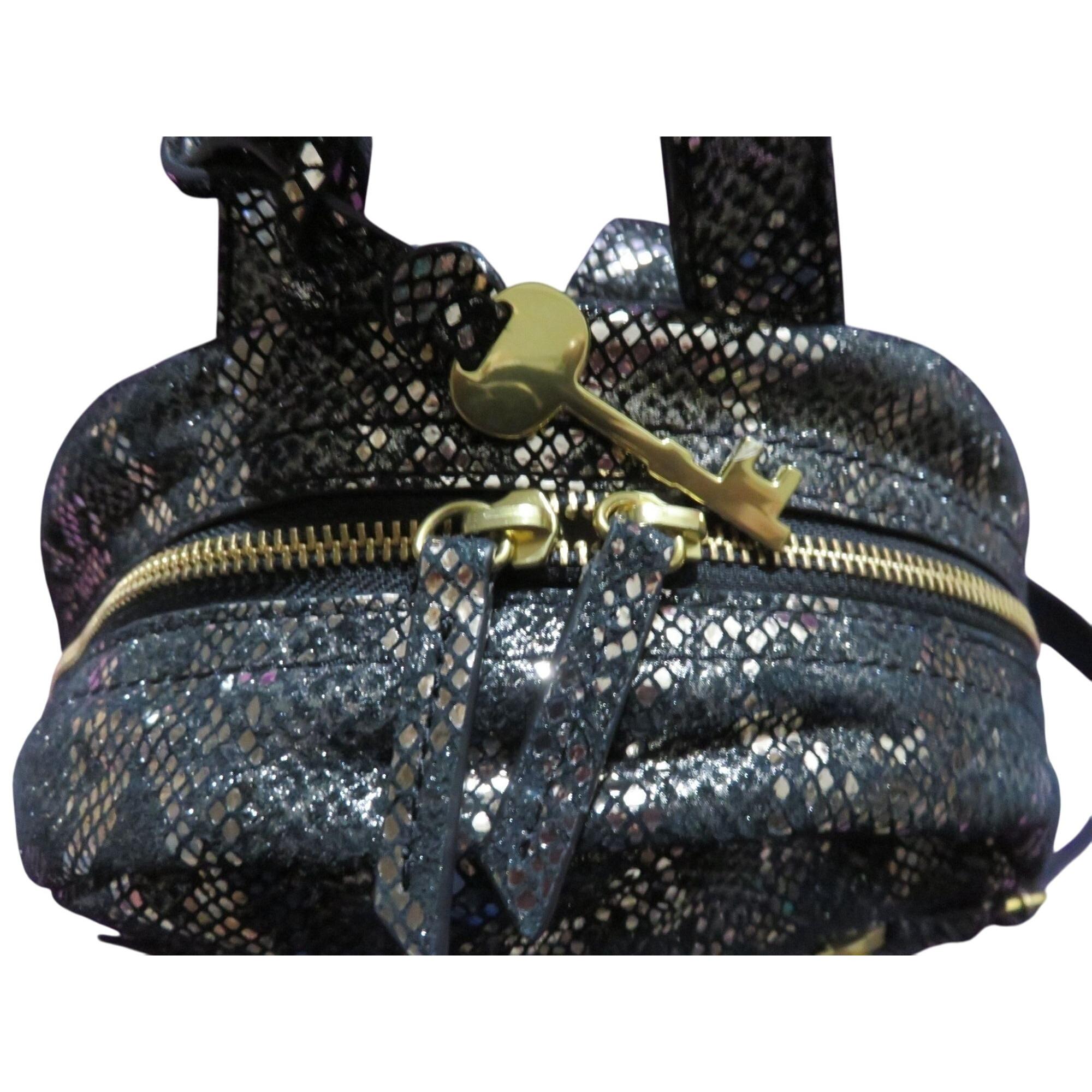 FOSSIL Megan Silver & Black Metallic Python Embossed Leather Backpack & Key FOSSIL Megan Silver & Black Metallic Python Embossed Leather  main image 3
