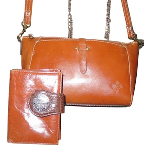 Patricia Nash Heritage Collection leren crossbody- en Bernini-portemonneeset in cognac