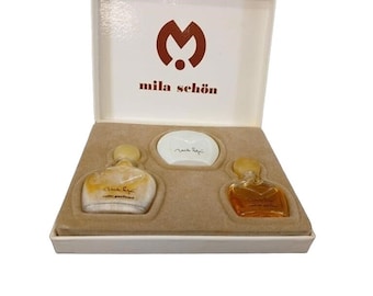Mila Schön Coffret Parfum Set regalo vintage 1981 Ambra Muschio Patchouli Legno di sandalo
