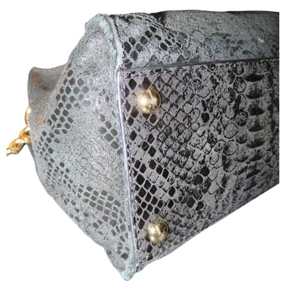 Michael Kors Hamilton Black Python Embossed Leath… - image 7