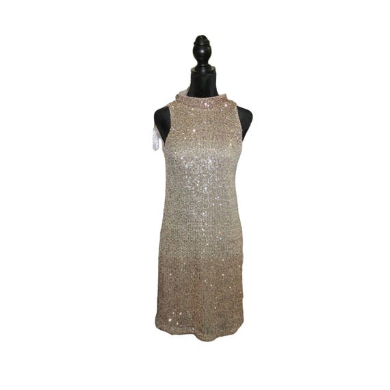 slim fit dress slacks Gold Metallic Shift dress with Volume Sleeve main image 0