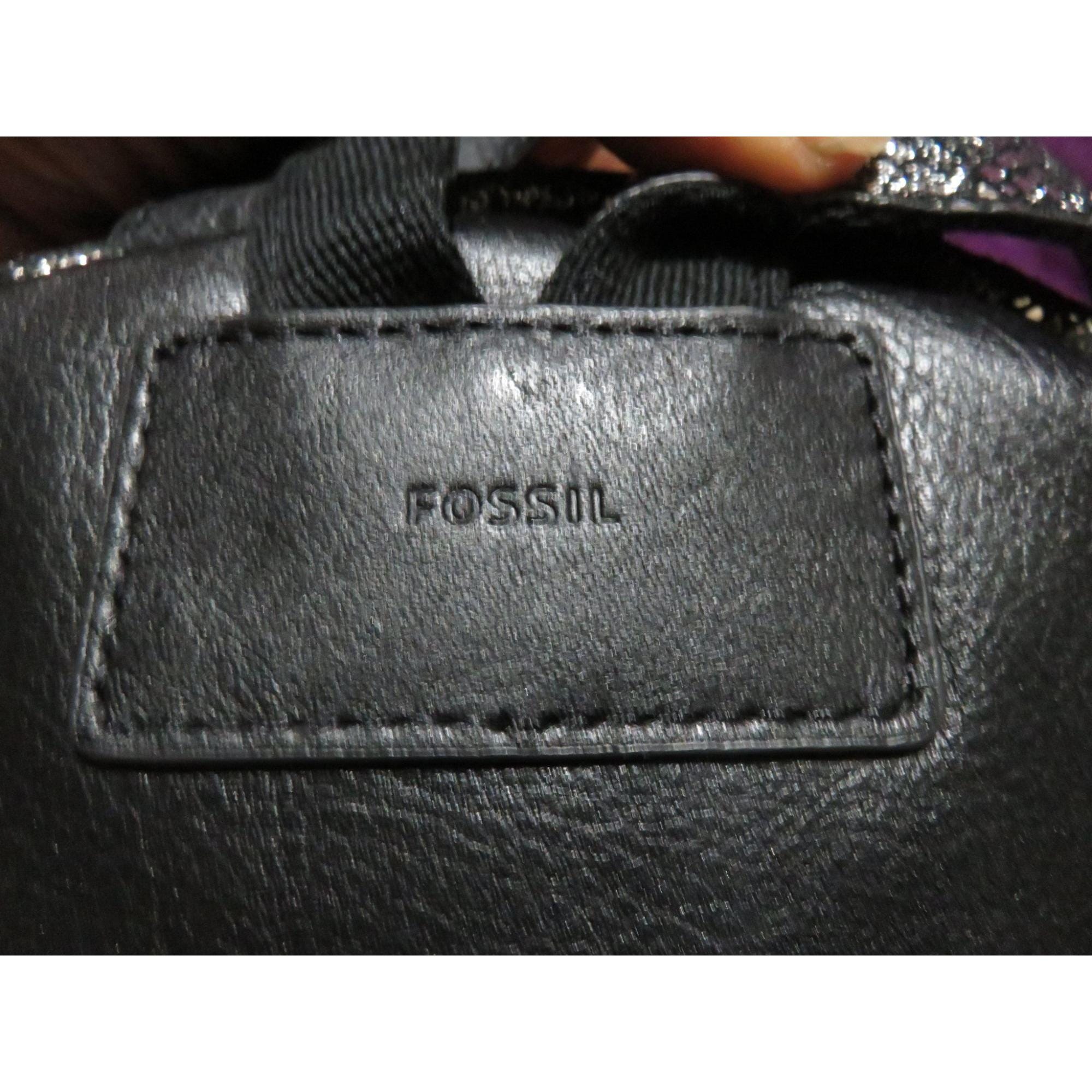 FOSSIL Megan Silver & Black Metallic Python Embossed Leather 