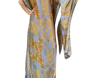 Kaftan Abaya Dashiki Elegant boho print Muslim African maxi loose fit With Scarf
