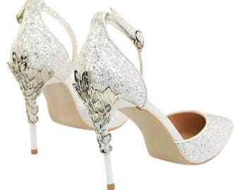 Bigtree crème glitter en zilver metallic gesneden verfraaide naaldhakken 39 8,5