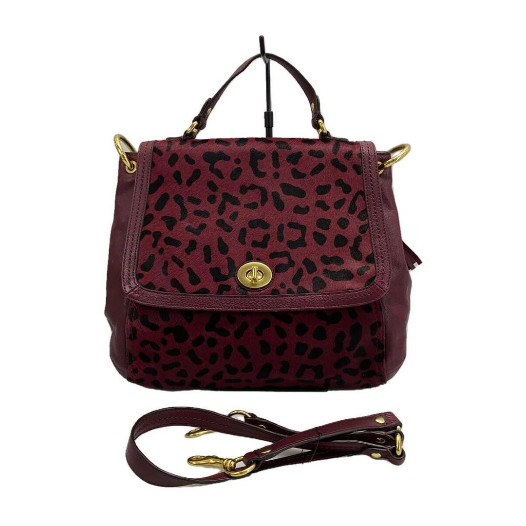 Coach Park Hair Calf Turn Lock Flap Satchel in Leopard Oxblood