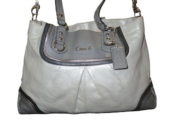 COACH Ashley Spectator Leather Carryall satchel in Gray Colorblock
