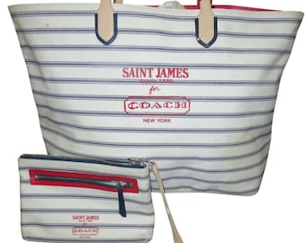 Coach Saint James limited legacy striped canvas weekender tote & pochette set